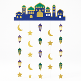Eid Mubarak Hanging Doorway Curtain with Moon and Star Design